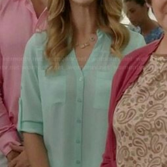 mint/ aqua button shirt - Picture 3 of 4